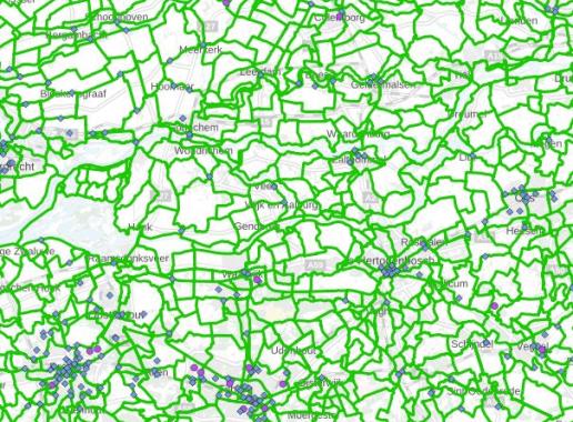 Een combinatie van de kaarten openbare drinkwaterpunten en regionale fietsroutes