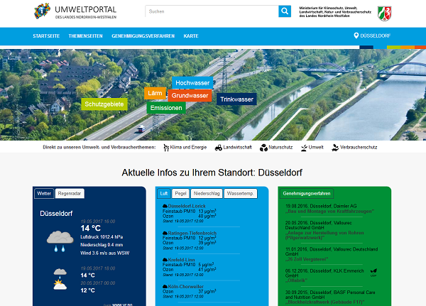 Screenshot van de website Umweltportaal