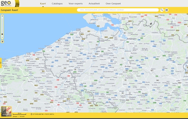Screenshot van de website geopunt Vlaanderen