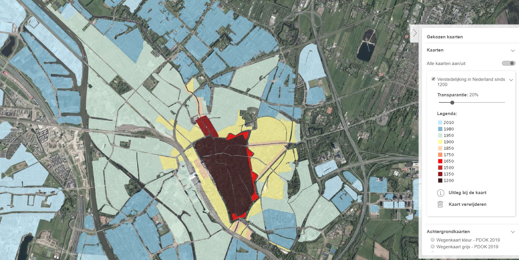 Utrecht op kaart Verstedelijking vanaf 1200