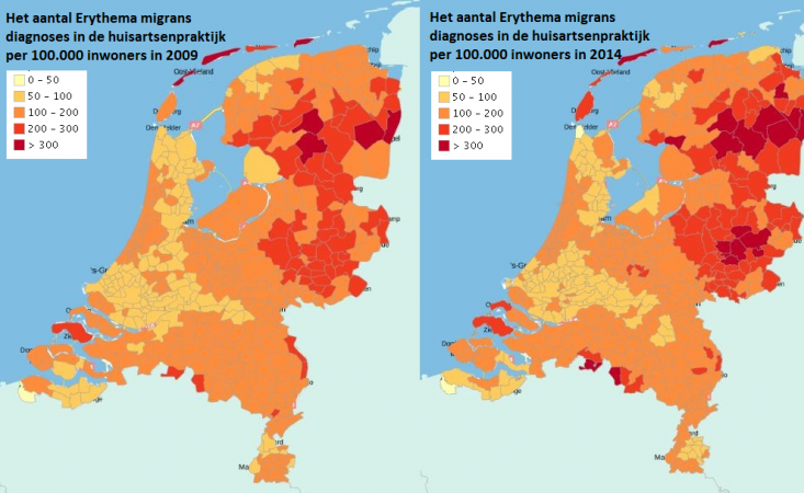 NB Lyme kaart Lymekaart geeft verspreiding in Nederland aan