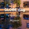 GLOBE dag Gebouw met water waar de letters GLOBE dag op staan met de datum 4 april 2019 en de locatie Museon